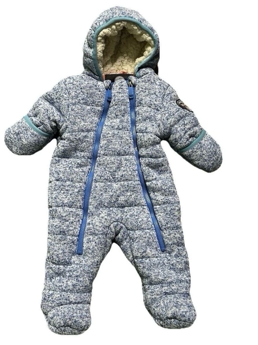 Weatherproof Baby Blue Winter Warm Sherpa Lined Bunting Suit Size 3-6 Months